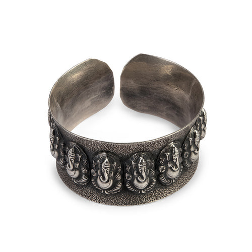 Oxidized Silver Lord Ganesha Cuff Bracelet