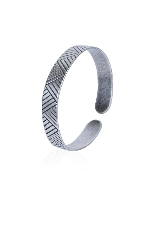 Sterling Silver Ridgid Triangle Men's Cuff Bracelet