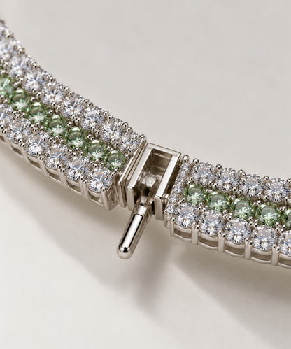 925 Silver Emerald Cut Green Stone & CZ Collar Necklace Set