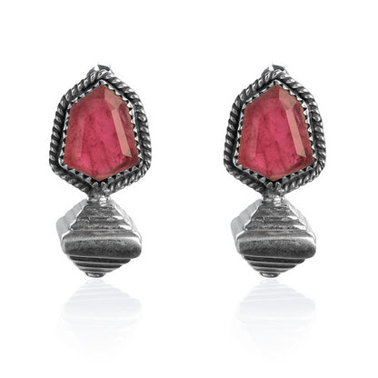 Rose Blaze Stud Earrings in Oxidised Silver
