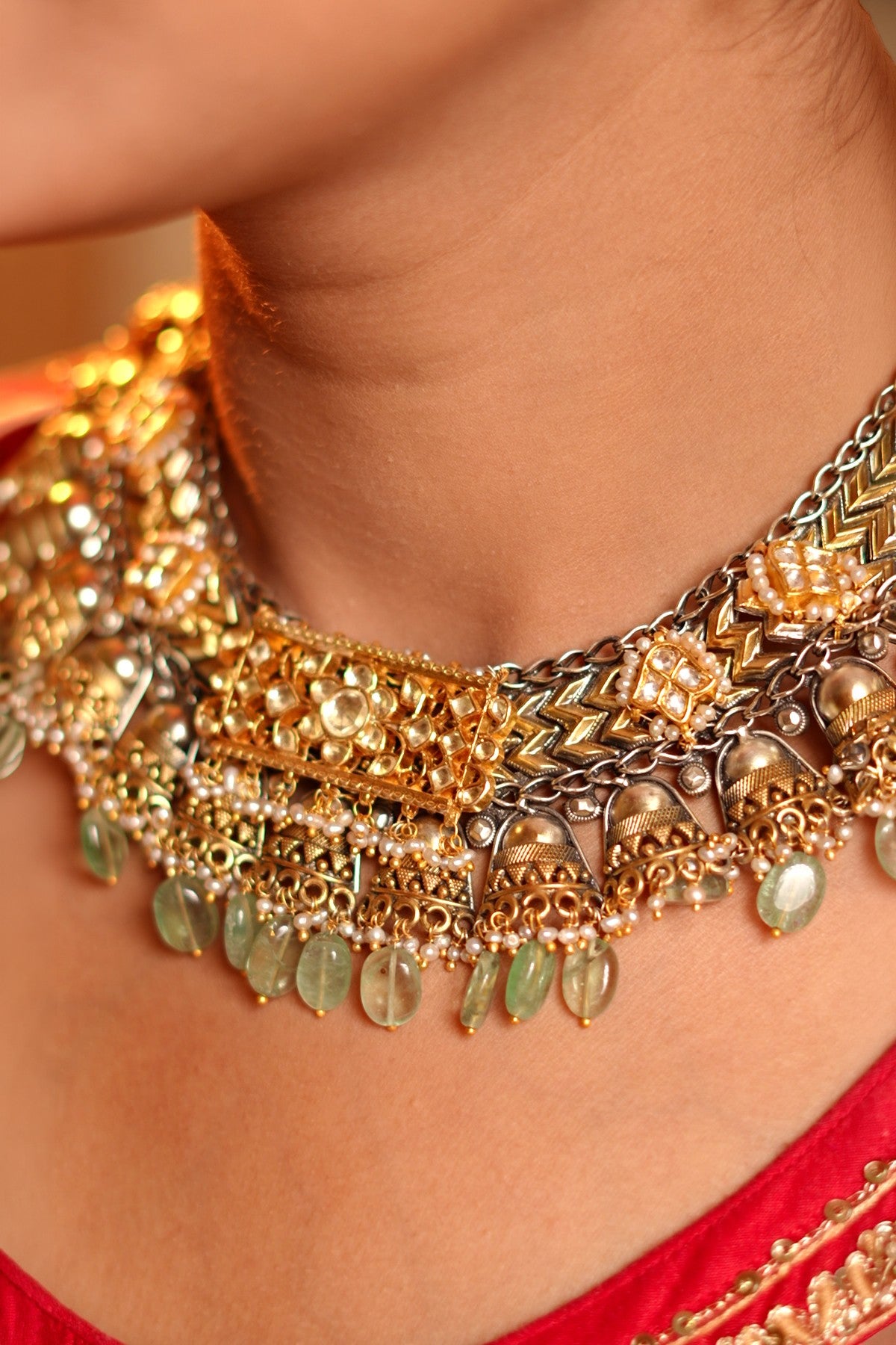 925 Silver Green Bead Necklace