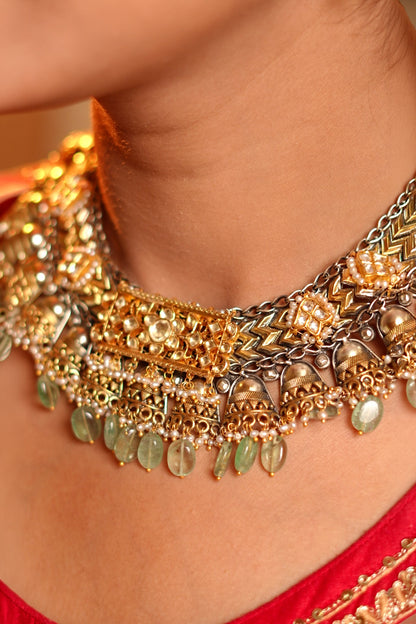 925 Silver Green Bead Necklace