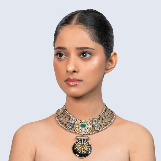 Temple Fusion Pendant 925 silver jewellery Statement Necklace
