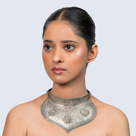 Temple Floral Choker 925 silver jewellery Oxidised Collar