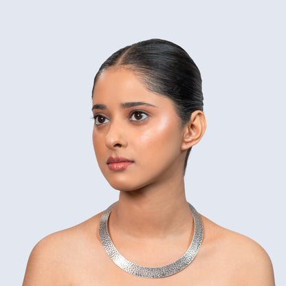 Hammered Collar 925 silver Plain Necklace