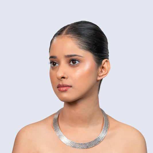 Hammered Collar 925 silver Plain Necklace