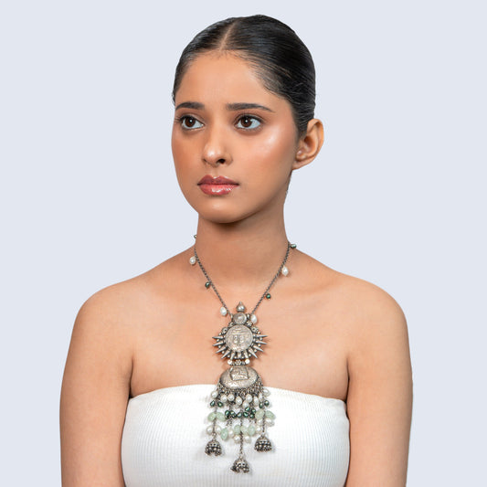 Pearl Coin Dangler 925 silver Ethnic Necklace