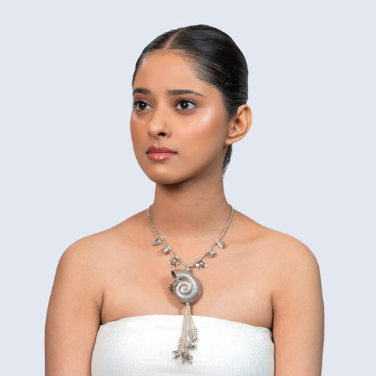 925 Silver Shell Tassel Necklace