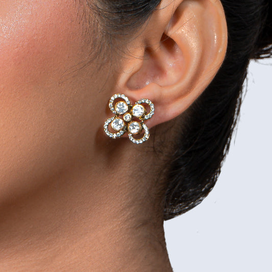 Peacock Kundan 925 silver Dual Tone Floral Necklace Set