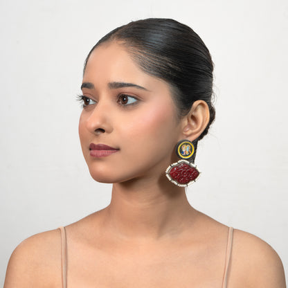Radha Krishna Meenakari 925 silver Art Earrings