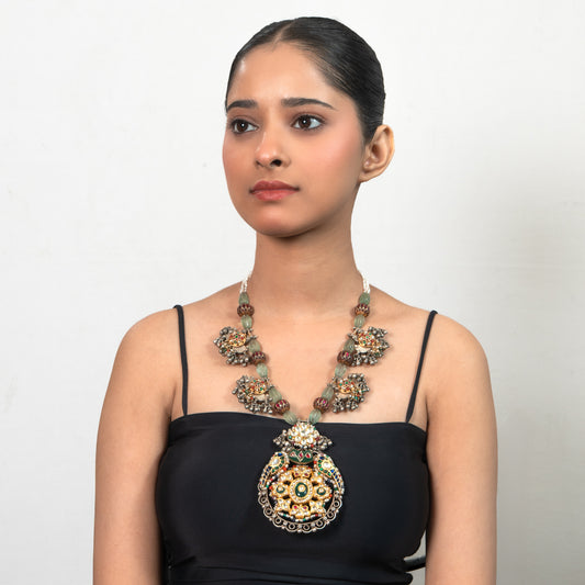 Kundan Meenakari 925 silver Heritage Statement Necklace