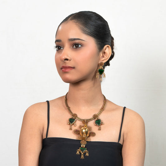 Tribal Gold Plated 925 silver Boho Choker Necklace Set