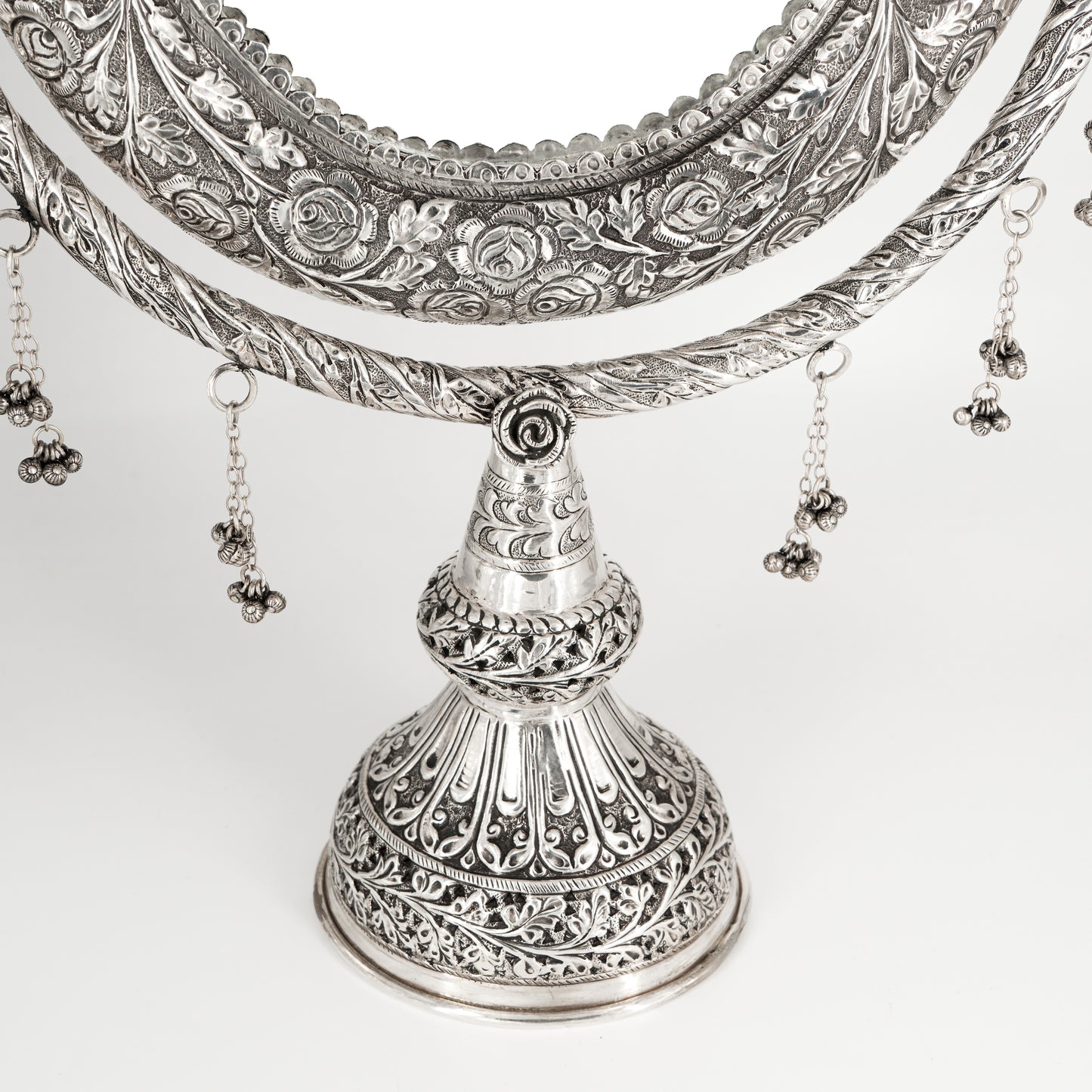 925 silver Antique Engraved Oval Table Mirror