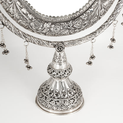 925 silver Antique Engraved Oval Table Mirror