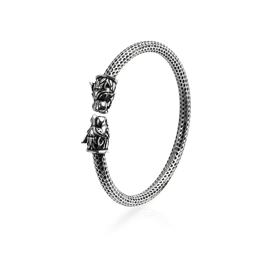 Balinese Inspired Dragon Head Bangle in Sterling Silver
