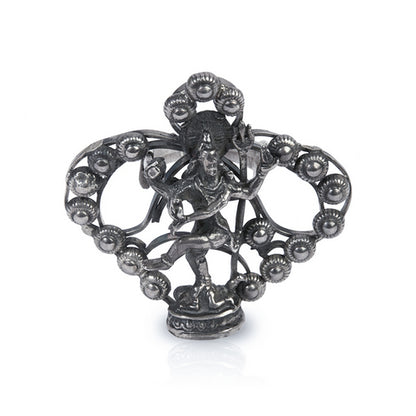 Oxidized Silver Adjustable Nataraja Ring with Intricate Detail