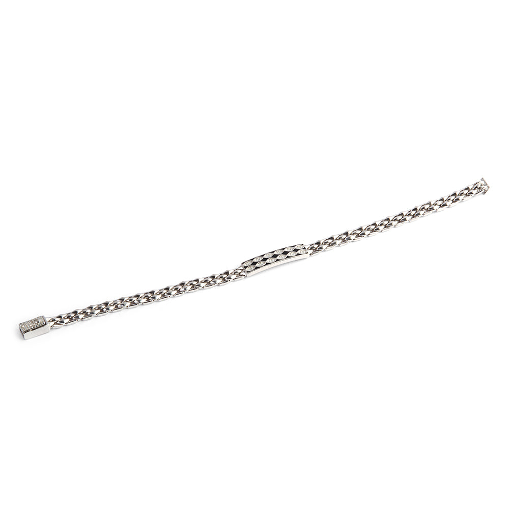 Elegant Silver Cuban Link Bracelet with Central Decorative Element