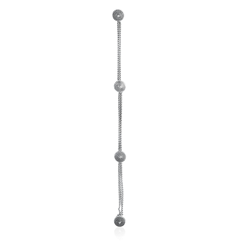 Decorative Silver Finish Buttons for Kurtas with Concentric Circles