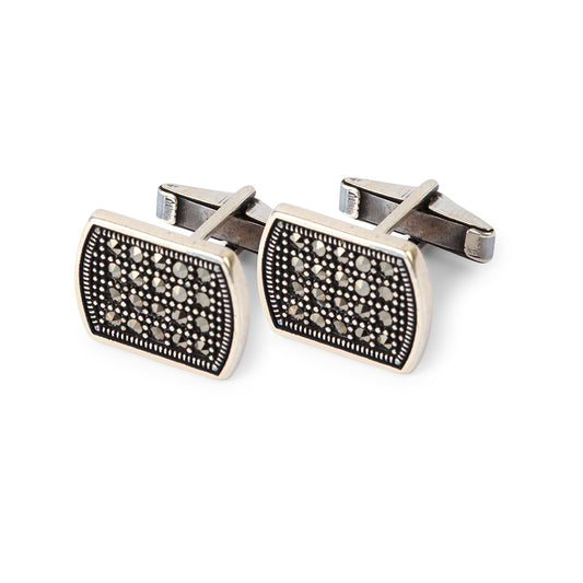 Sleek Silver Dotted Pattern Cufflinks