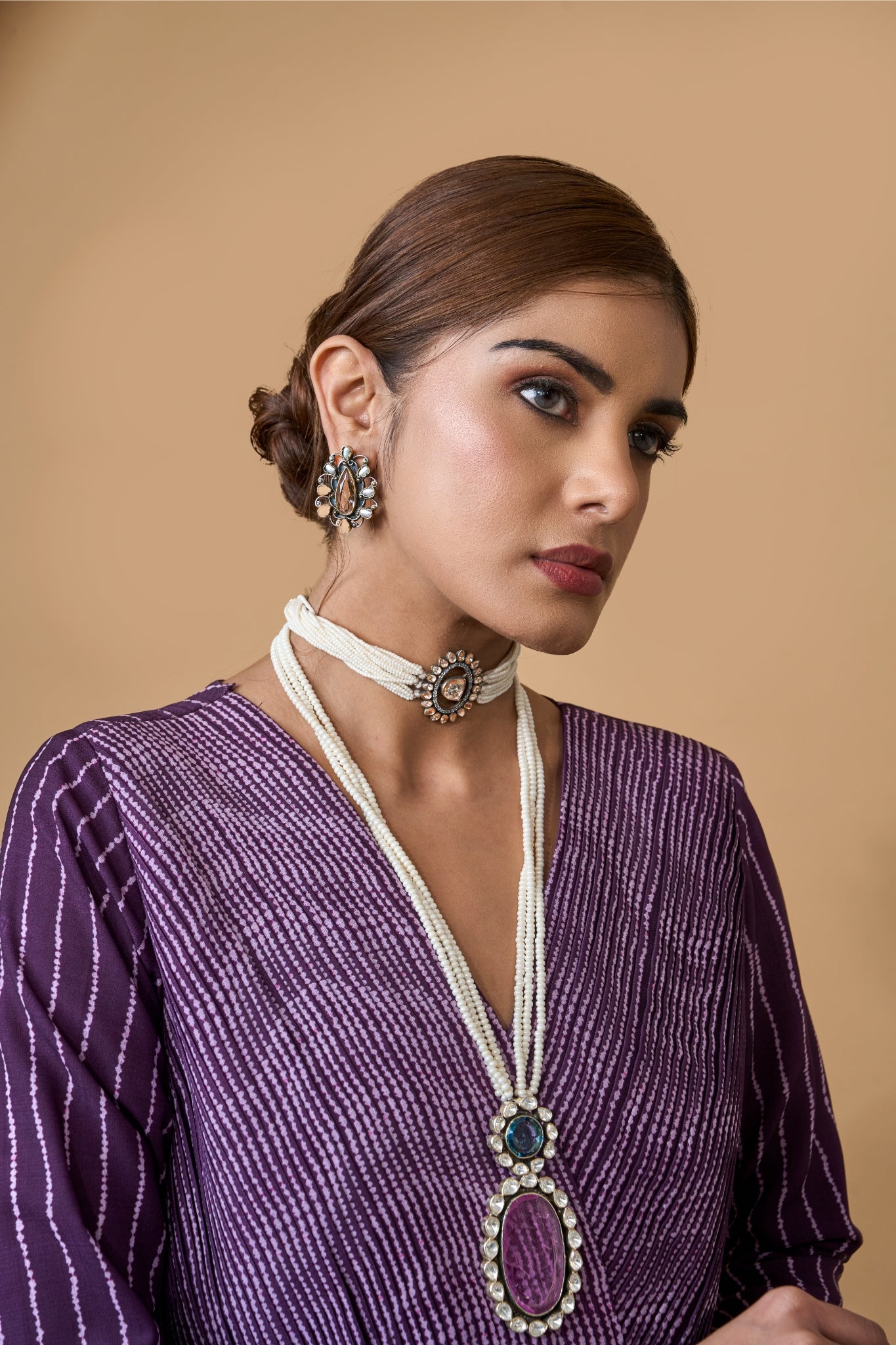 Elegant Pearl & Pink Amethyst (or Quartz) Statement Necklace