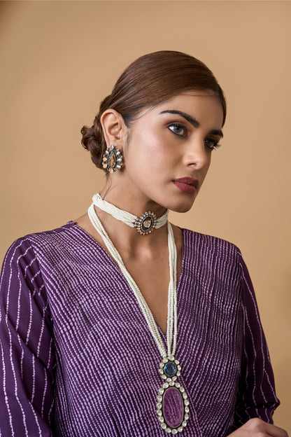 Elegant Pearl & Pink Amethyst (or Quartz) Statement Necklace