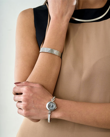 Sterling Silver Ridgid Triangle Men's Cuff Bracelet