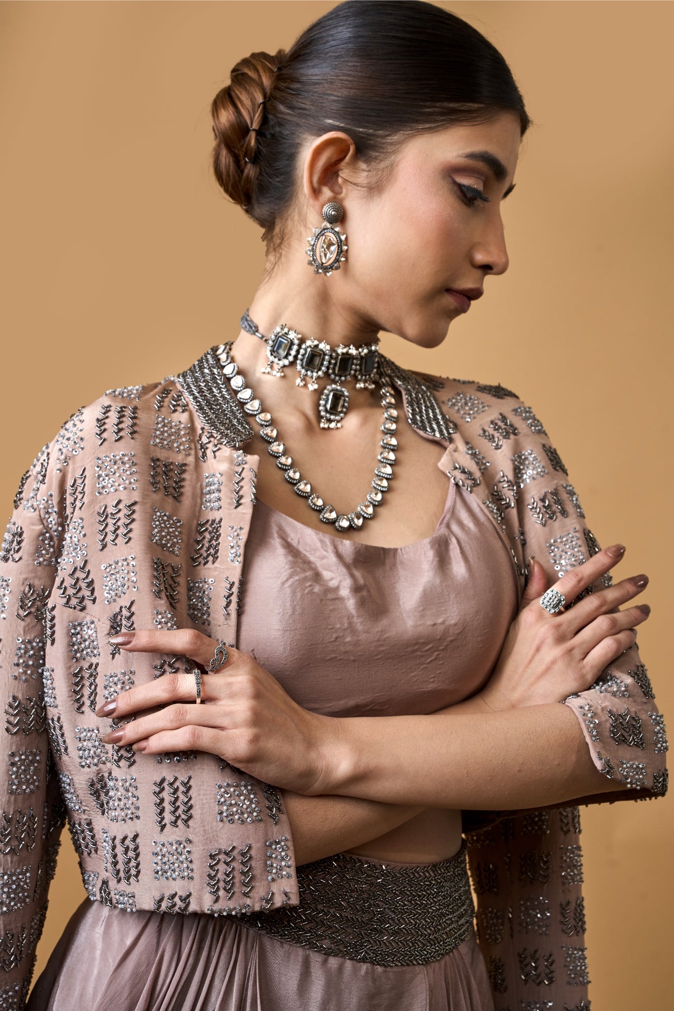 Elegant Heart-Shaped (or Triangular) Polki Stone Necklace