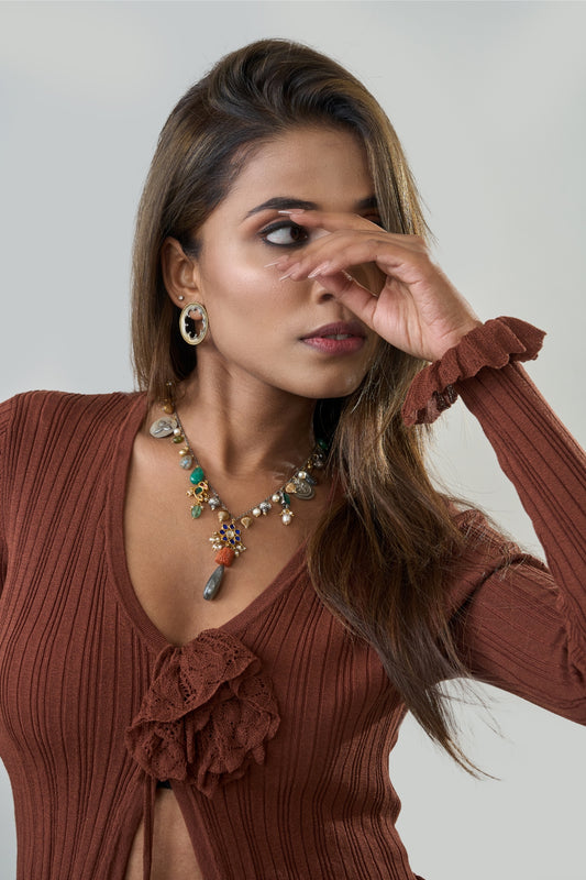 Charm Layered Necklace in 925 Silver Boho Style