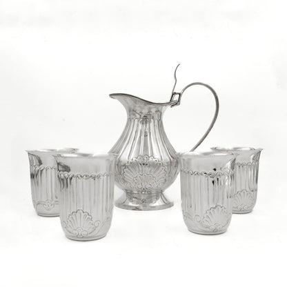 925 Silver Water Jug Set Elegant Floral Design