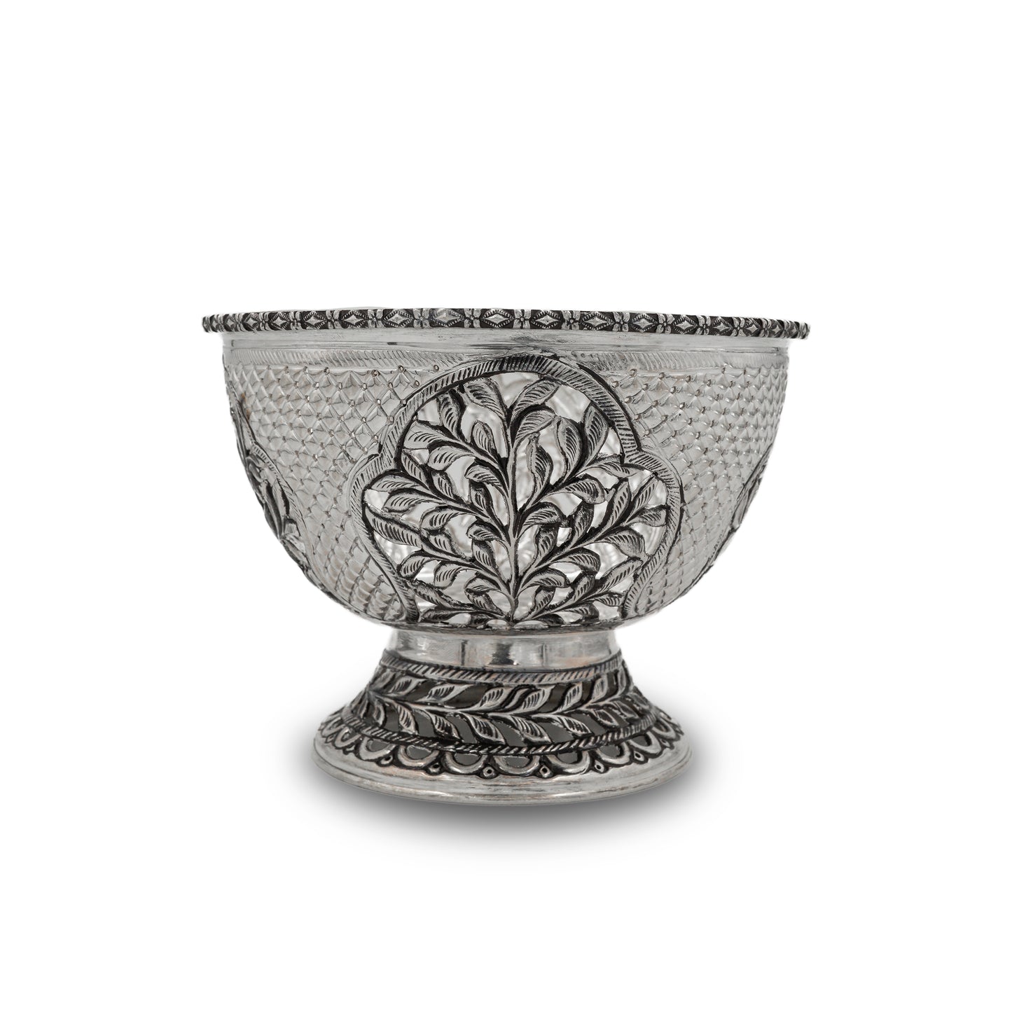 925 silver Leaf Motif Footed Decorative Bowl