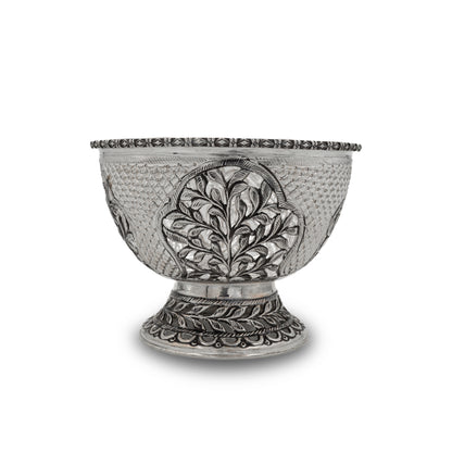 925 silver Leaf Motif Footed Decorative Bowl