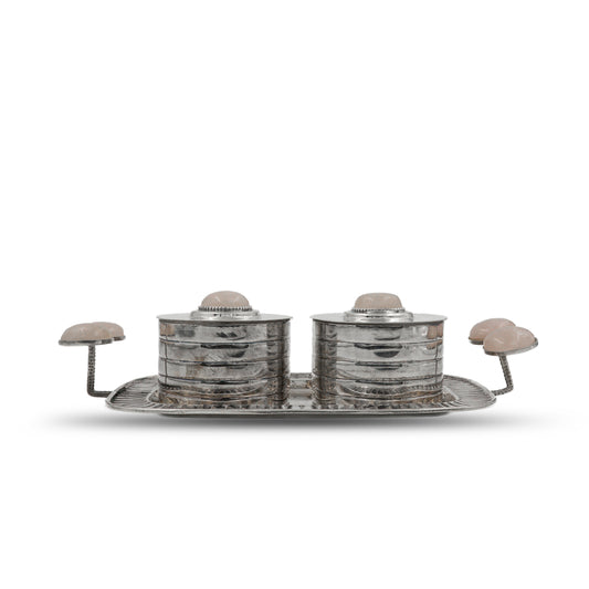 925 silver Luxury Double Container Set on Tray