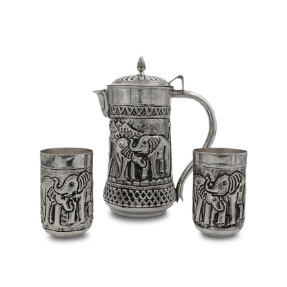 925 silver Elephant Water Jug & Glass Set