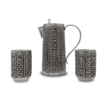 925 silver Chain Pattern Jug & Glasses Set