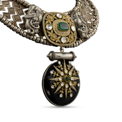 Temple Fusion Pendant 925 silver jewellery Statement Necklace