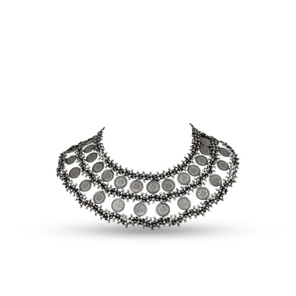 Vintage Coin Choker 925 silver Boho Necklace