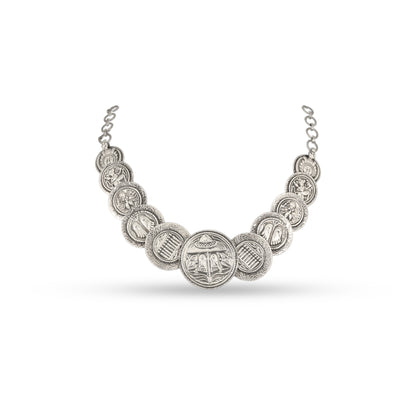 Oxidised Coin Collar 925 silver Minimal Necklace