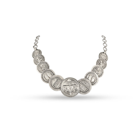 Oxidised Coin Collar 925 silver Minimal Necklace