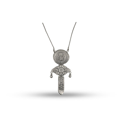 Boho Sun Disk 925 silver Tribal Pendant Necklace