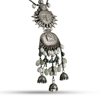 Pearl Coin Dangler 925 silver Ethnic Necklace