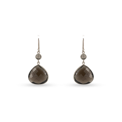 Smoky Quartz 925 silver Teardrop Dangling Earrings