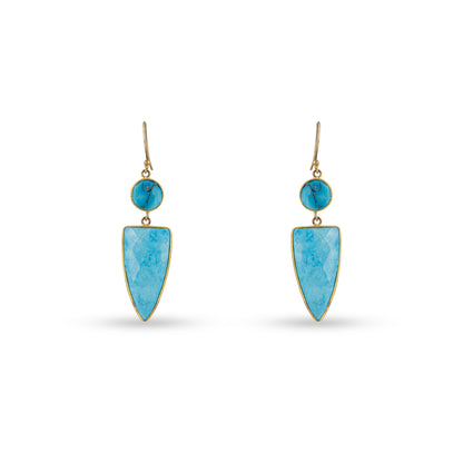 Turquoise Shield 925 silver Gold-Plated Drop Earrings