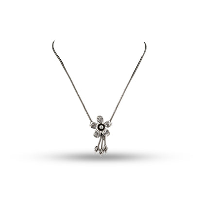 Oxidised Floral 925 silver Minimal Pendant Necklace