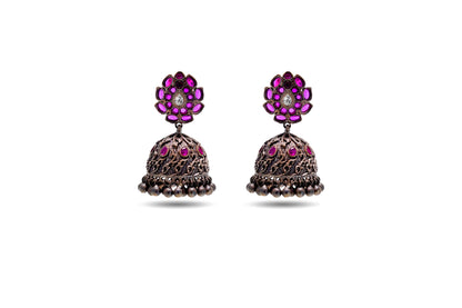 92.5 SILVER EARRING WITH RUBY STONE image 0