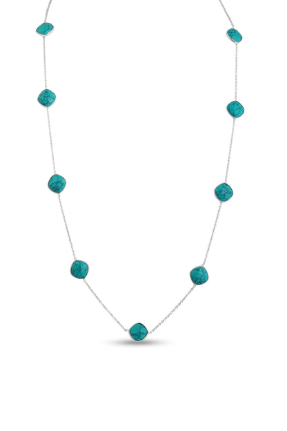 Turquoise Long Silver Necklace image 0