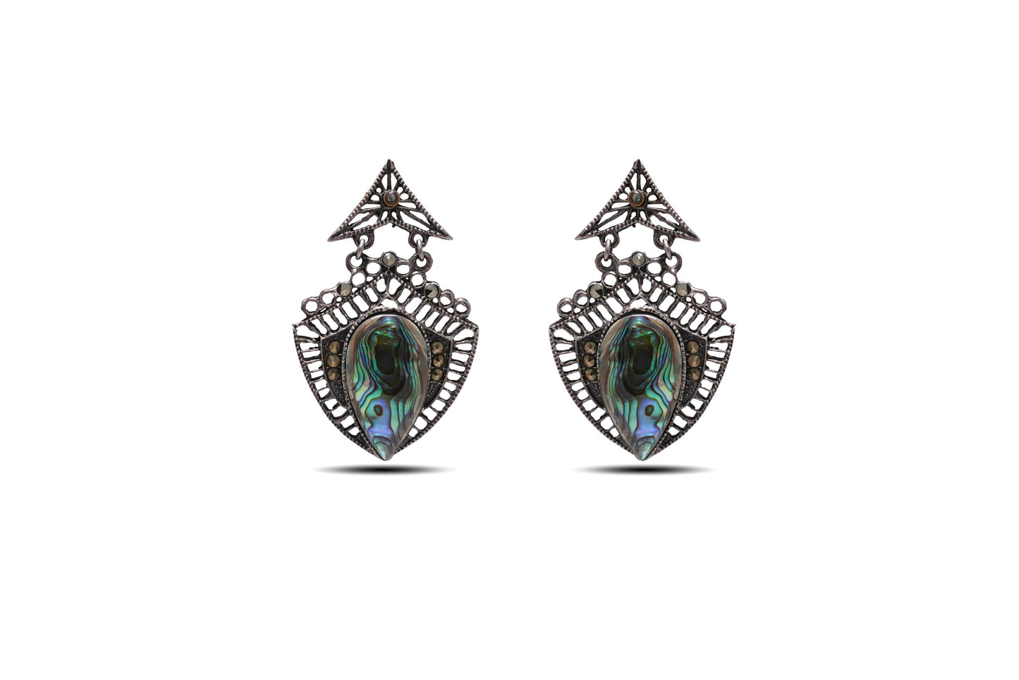 925 Silver Abalone shell Gemstone Earring image 0