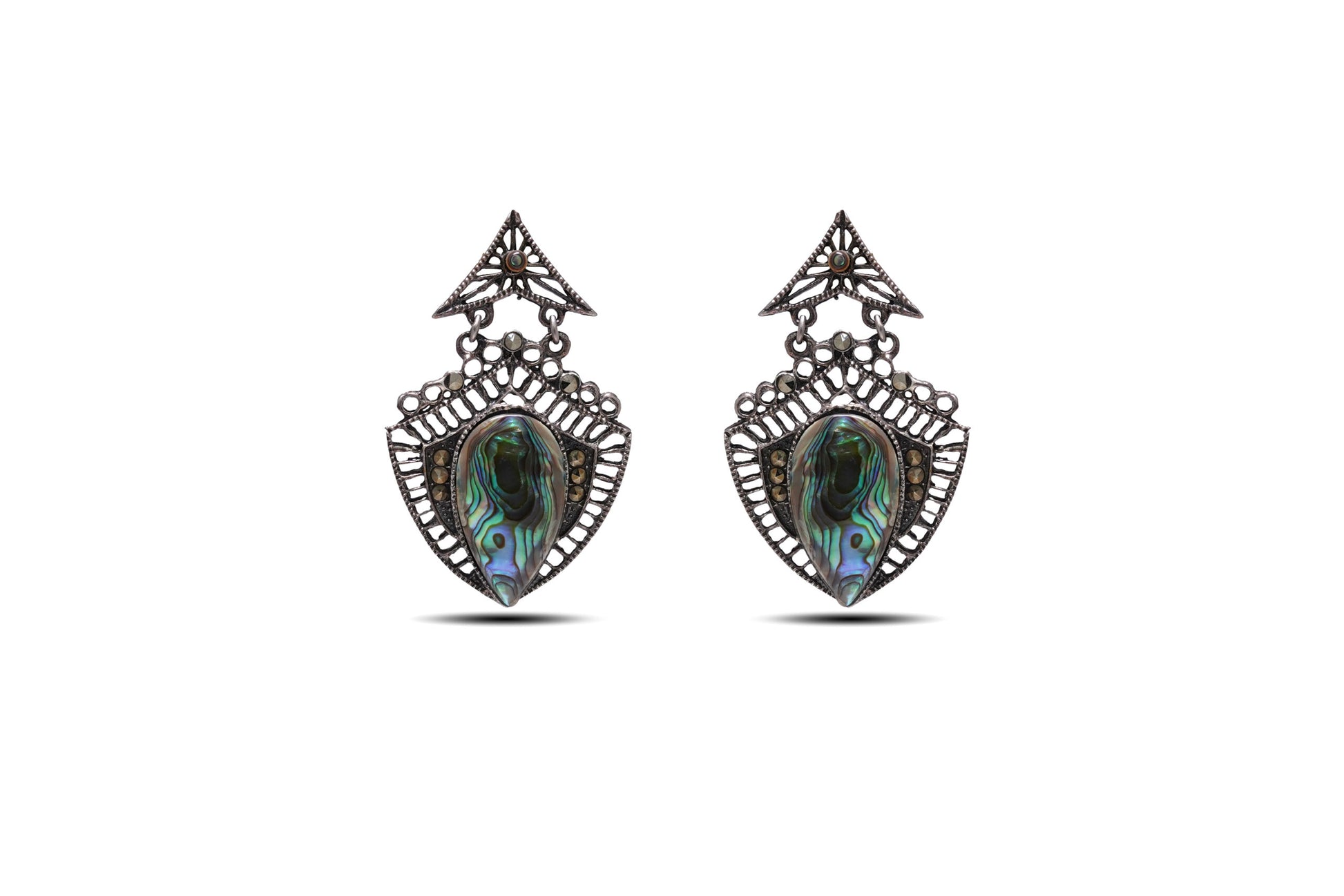 925 Silver Abalone shell Gemstone Earring image 0