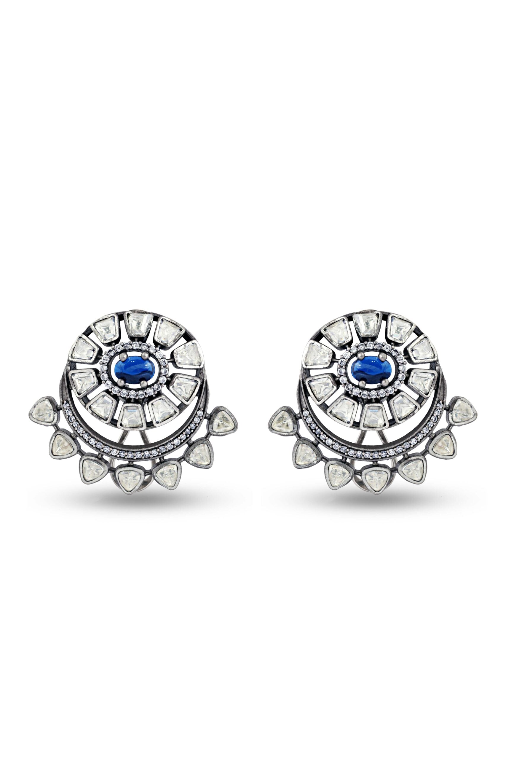 Sterling Silver with Blue Stone Necklace & Earrings Set image 2