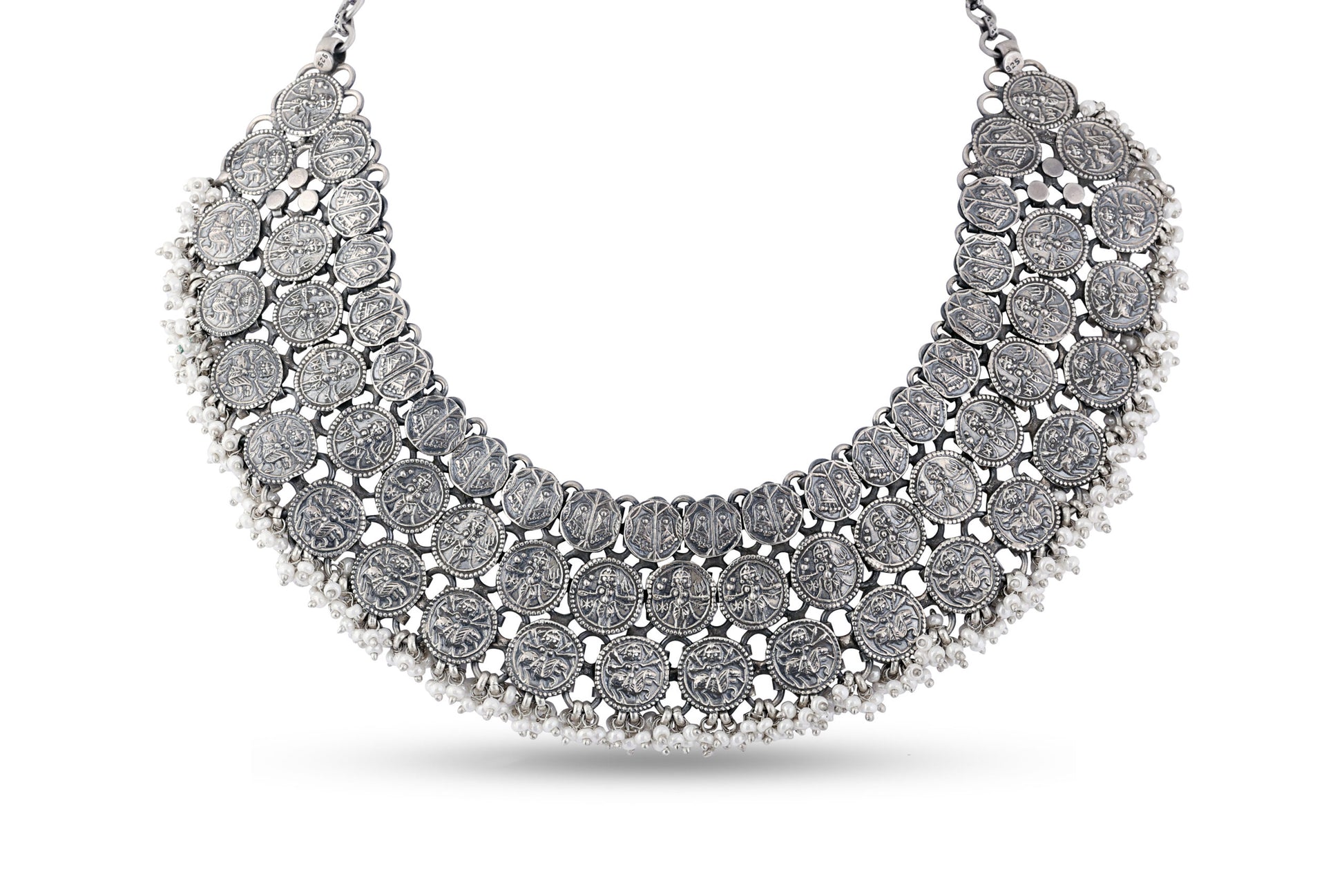 White Finish Tribal Necklace In Sterling Silver image 0