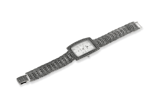 Silver 925  with Marcasite Watch Classic Rectangle image 1